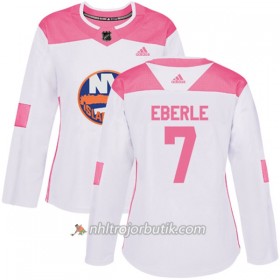 Dame Ishockey New York Islanders Tröja Jordan Eberle 7 Adidas 2017-2018 Vit Rosa Fashion Authentic